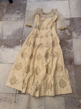 Elegant Gold Patterned Indian Dress